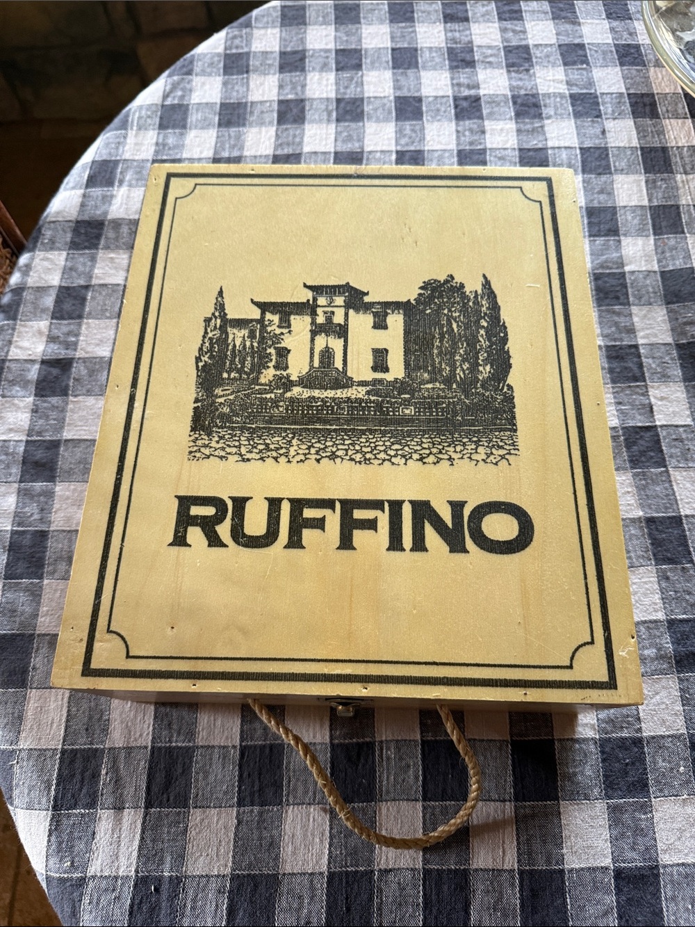 Ruffino Italian Wooden Wine Box with Tuscan Villa
